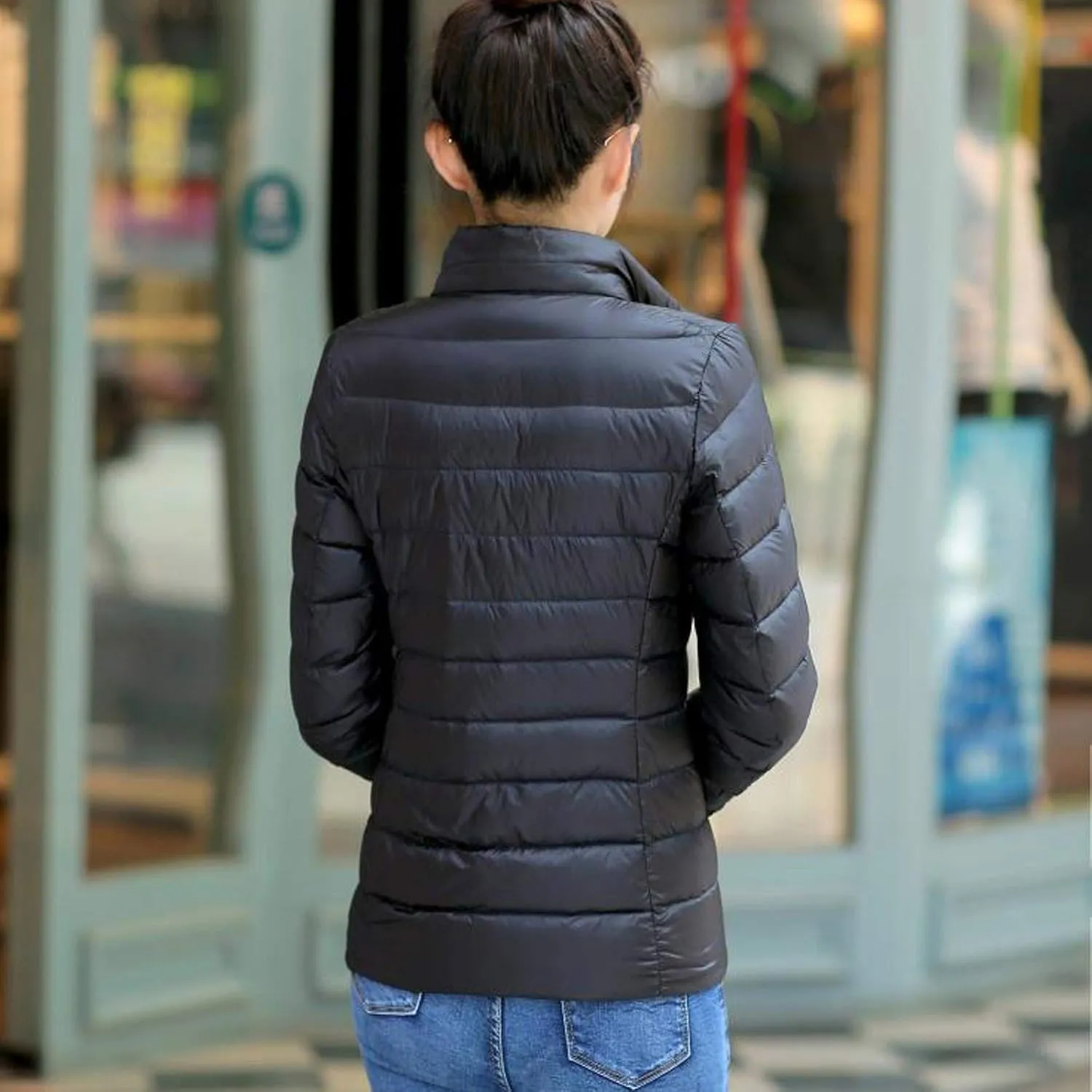 BOXIACEY Puffer Jackets for Women Lightweight Down Jacket Packable Winter Warm Coats Puffy Jacket with Stand Collar
