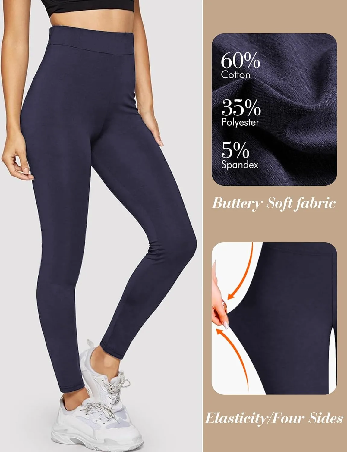 Buauty Black Cotton Leggings for Women,Womens Workout Leggings Control Tights for Women Running Pants & Plus Size