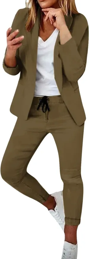 Business Casual Outfits for Women Plus Size Pants Suit Dressy Women's 2 Piece Formal Work Wear Office Dress Blazer