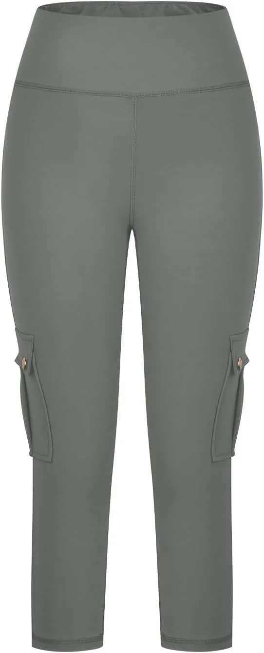 Butt Lifting Capri Leggings for Women Tummy Control with Pockets Cargo Leggings Womens Capris Summer Cargo Capris