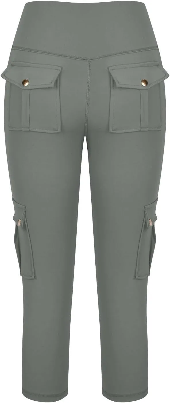Butt Lifting Capri Leggings for Women Tummy Control with Pockets Cargo Leggings Womens Capris Summer Cargo Capris