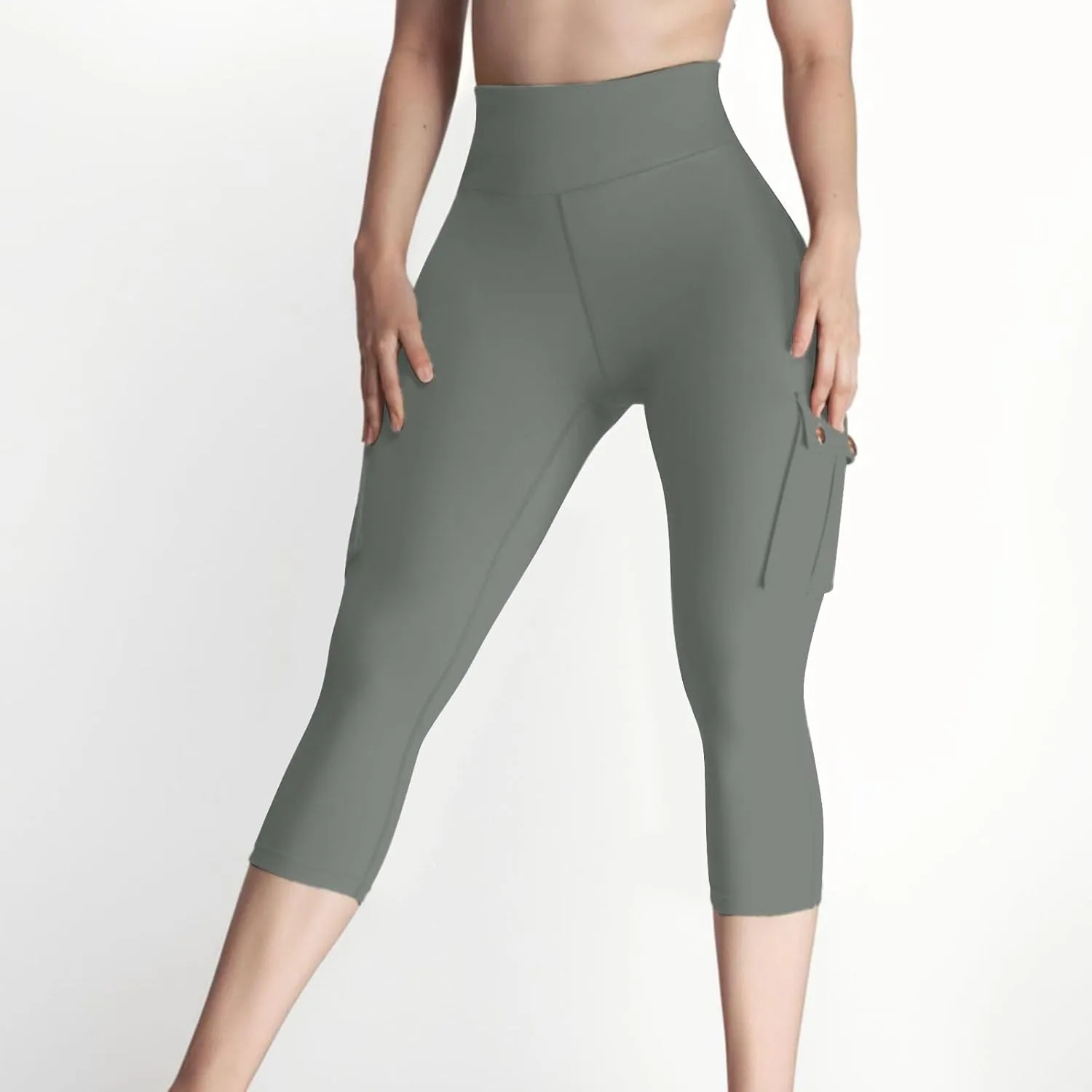 Butt Lifting Capri Leggings for Women Tummy Control with Pockets Cargo Leggings Womens Capris Summer Cargo Capris
