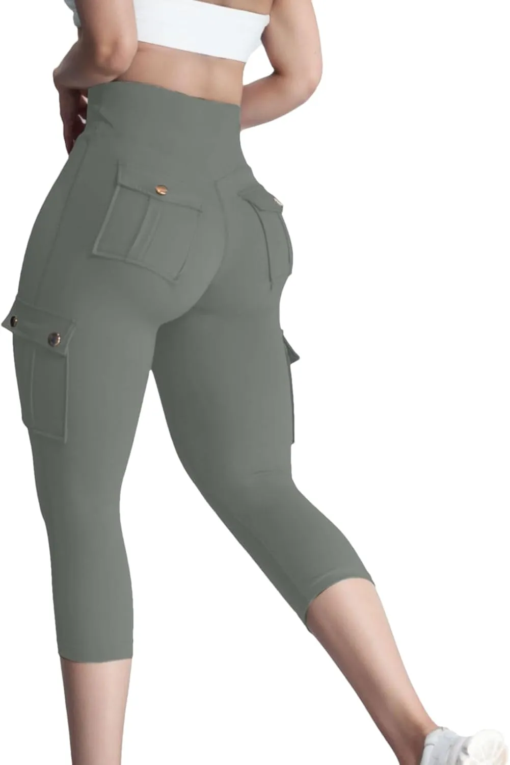Butt Lifting Capri Leggings for Women Tummy Control with Pockets Cargo Leggings Womens Capris Summer Cargo Capris