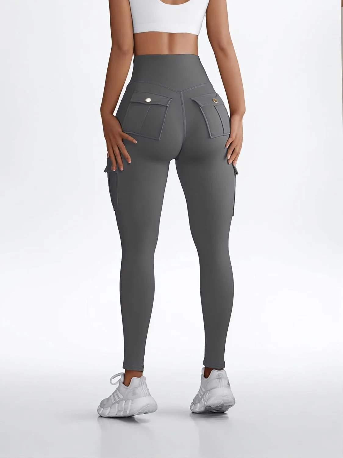 Butt Lifting Leggings with Flap Pockets Workout Cargo Leggings for Women High Waist Tummy Control Running Yoga Pants