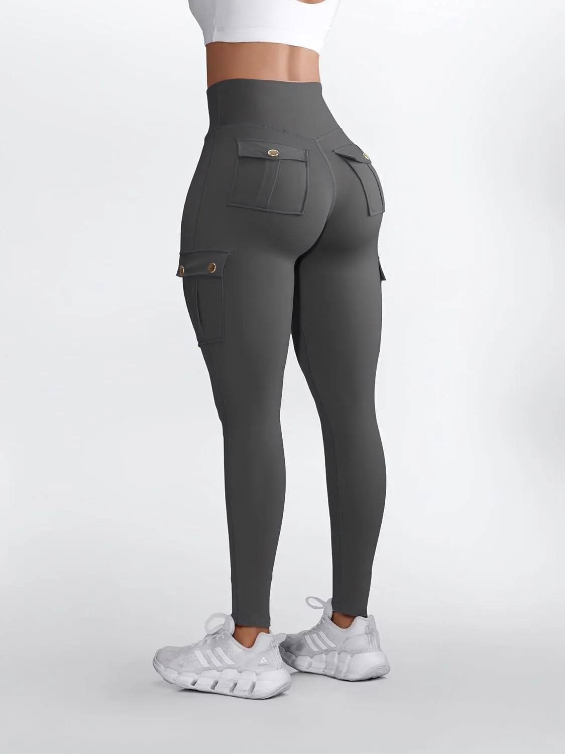 Butt Lifting Leggings with Flap Pockets Workout Cargo Leggings for Women High Waist Tummy Control Running Yoga Pants