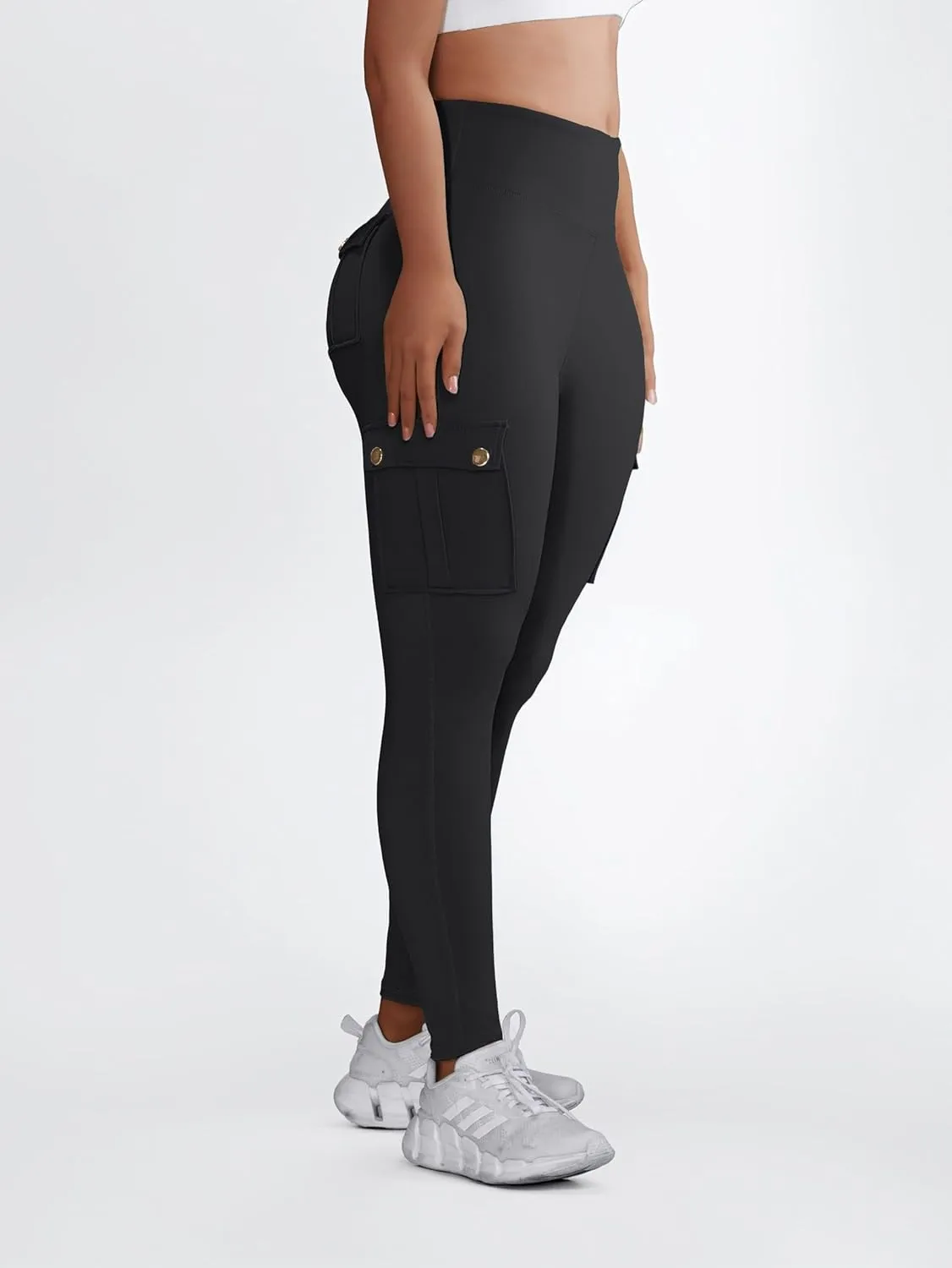 Butt Lifting Leggings with Flap Pockets Workout Cargo Leggings for Women High Waist Tummy Control Running Yoga Pants