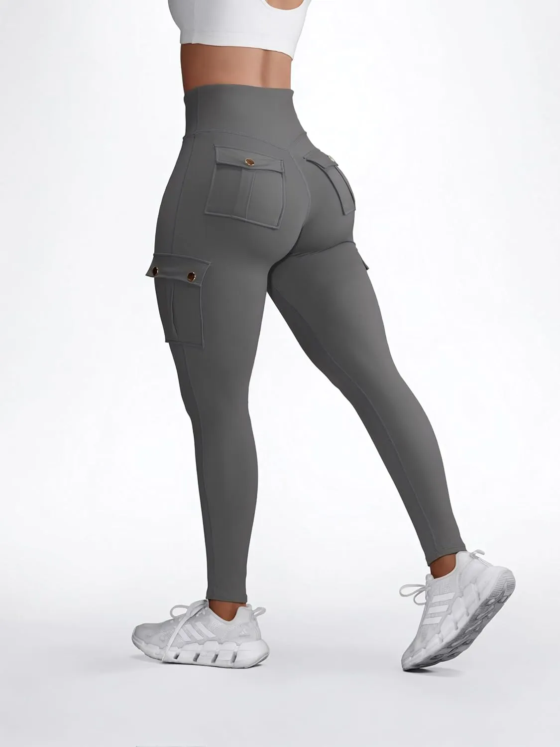 Butt Lifting Leggings with Flap Pockets Workout Cargo Leggings for Women High Waist Tummy Control Running Yoga Pants