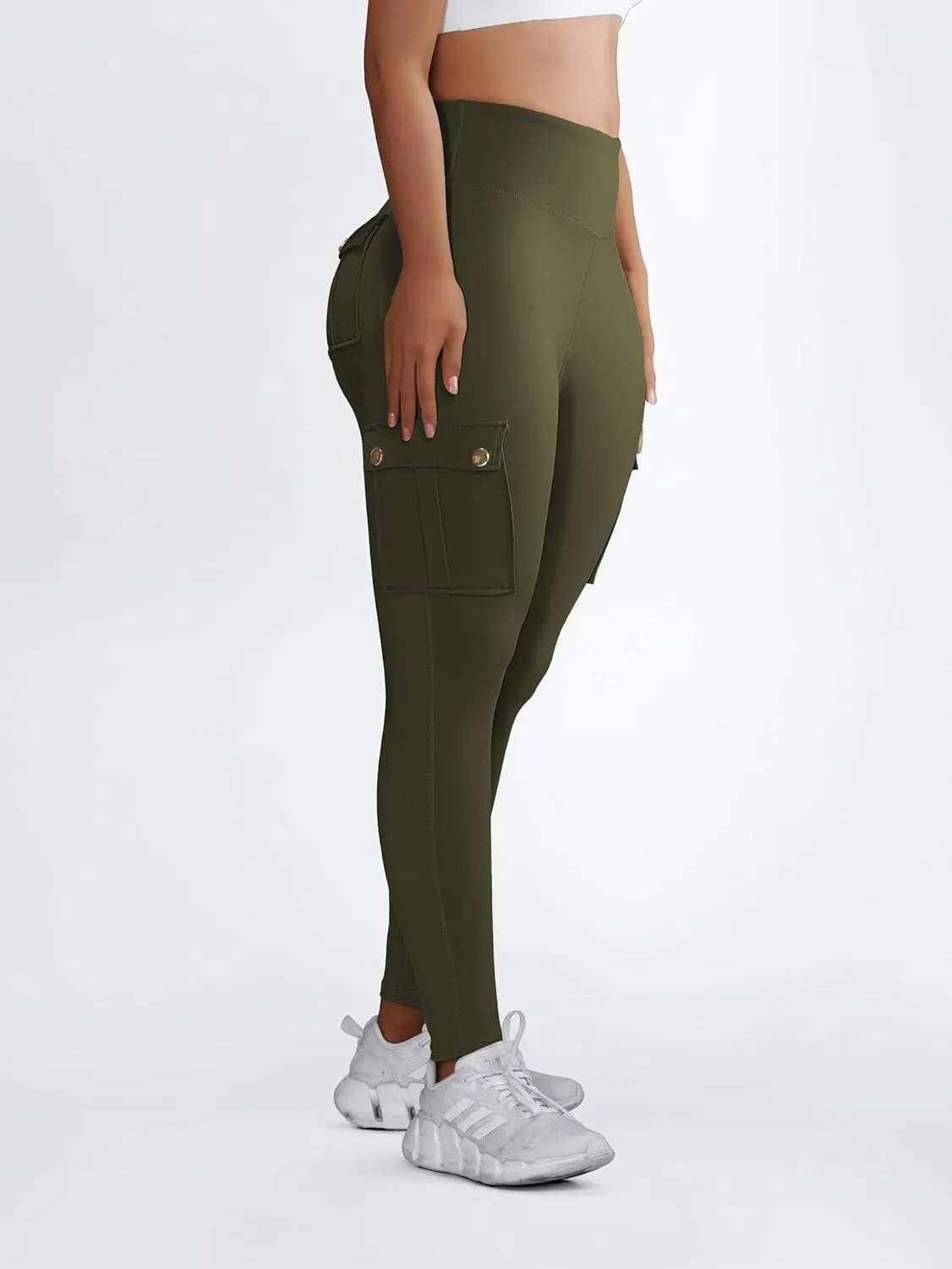 Butt Lifting Leggings with Flap Pockets Workout Cargo Leggings for Women High Waist Tummy Control Running Yoga Pants