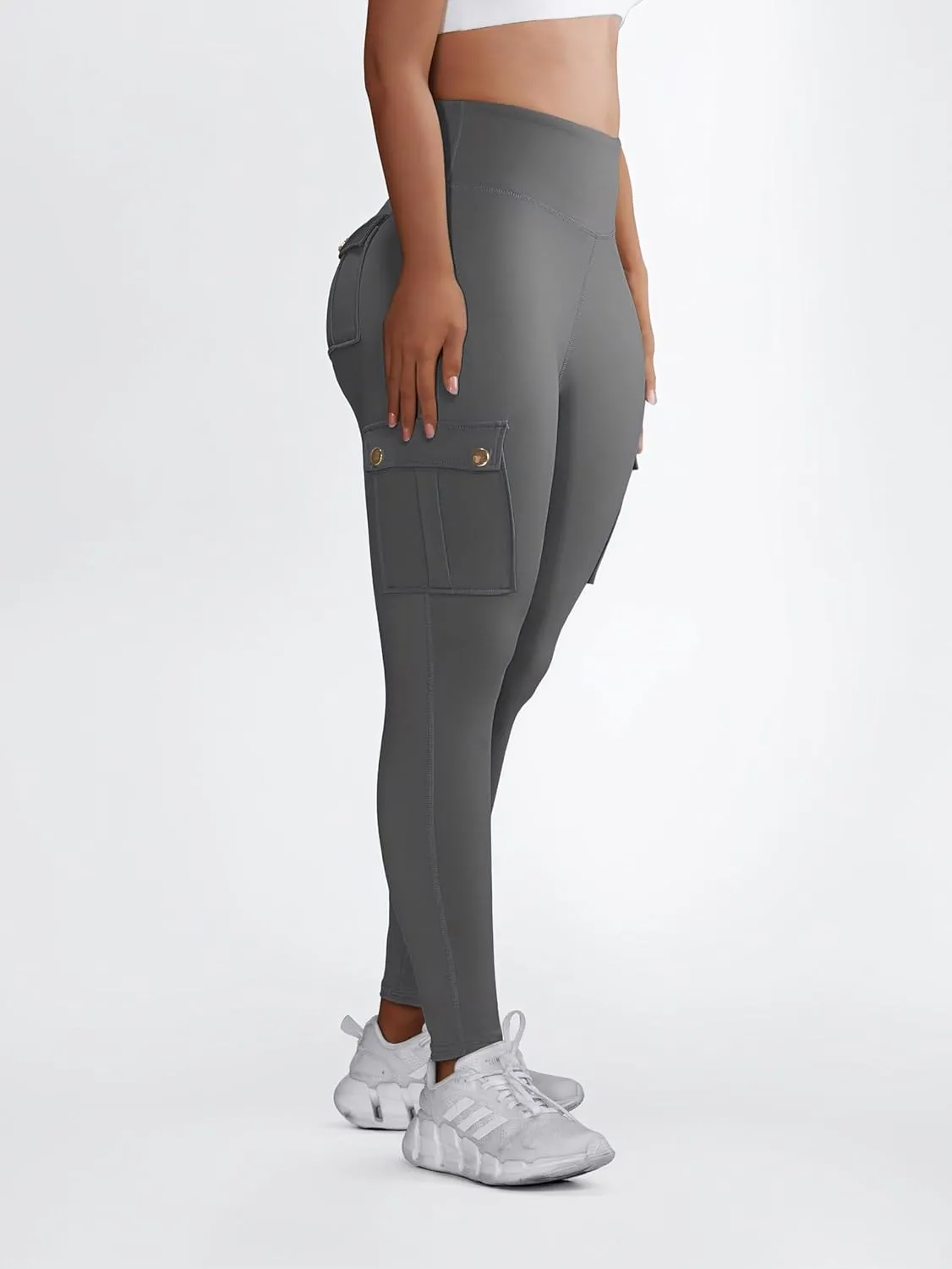 Butt Lifting Leggings with Flap Pockets Workout Cargo Leggings for Women High Waist Tummy Control Running Yoga Pants