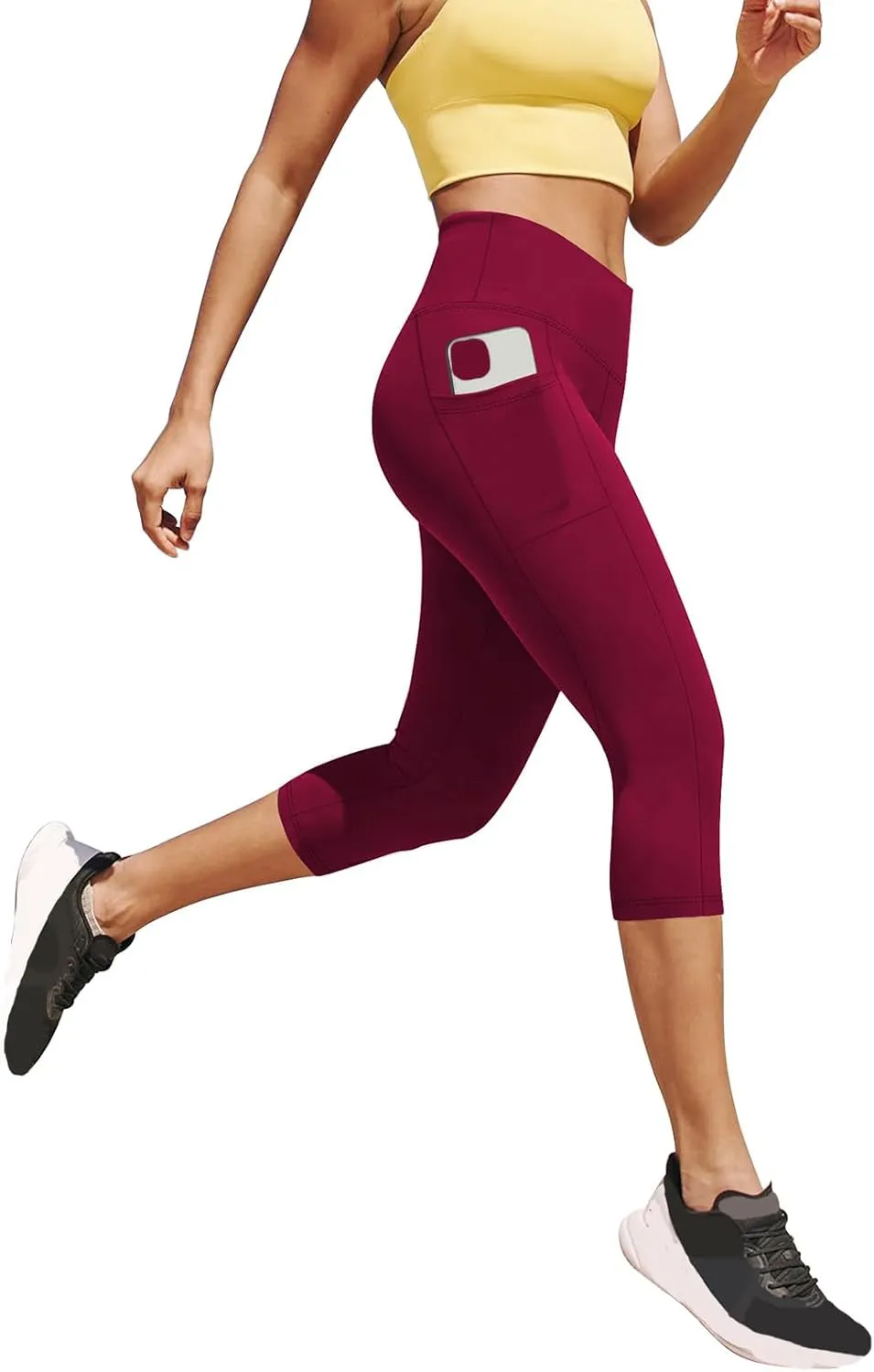 Capri Leggings for Women Butt Lift with Pockets High Waisted Tummy Control Soft Yoga Capris Workout Running Leggings