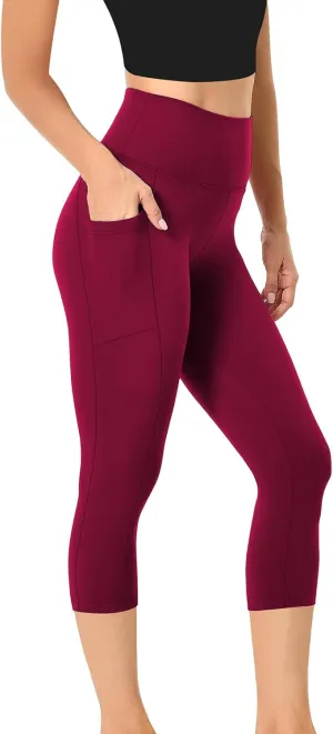 Capri Leggings for Women Butt Lift with Pockets High Waisted Tummy Control Soft Yoga Capris Workout Running Leggings