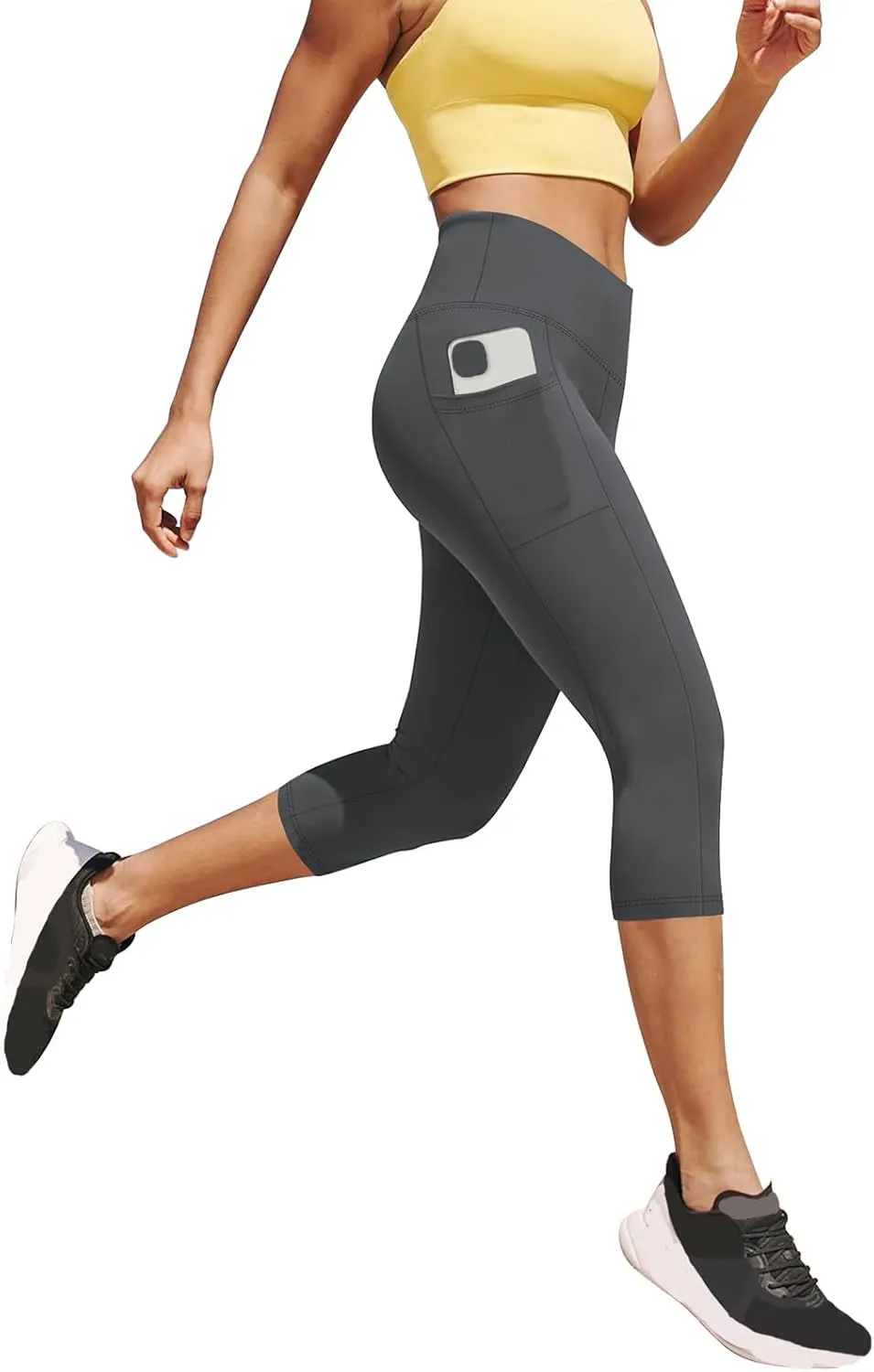 Capri Leggings for Women Butt Lift with Pockets High Waisted Tummy Control Soft Yoga Capris Workout Running Leggings