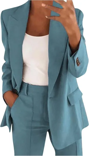 Casual Blazers Long Sleeve Open Front Work Office Stretchy Suit Jackets Cardigans Coats Plus Size