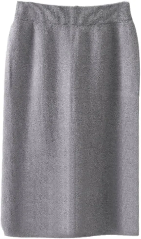 Casual Long Bodycon Thick Sweater Midi Skirt, Autumn Winter Split Back Warm Mid-Length Slim Knit Skirt