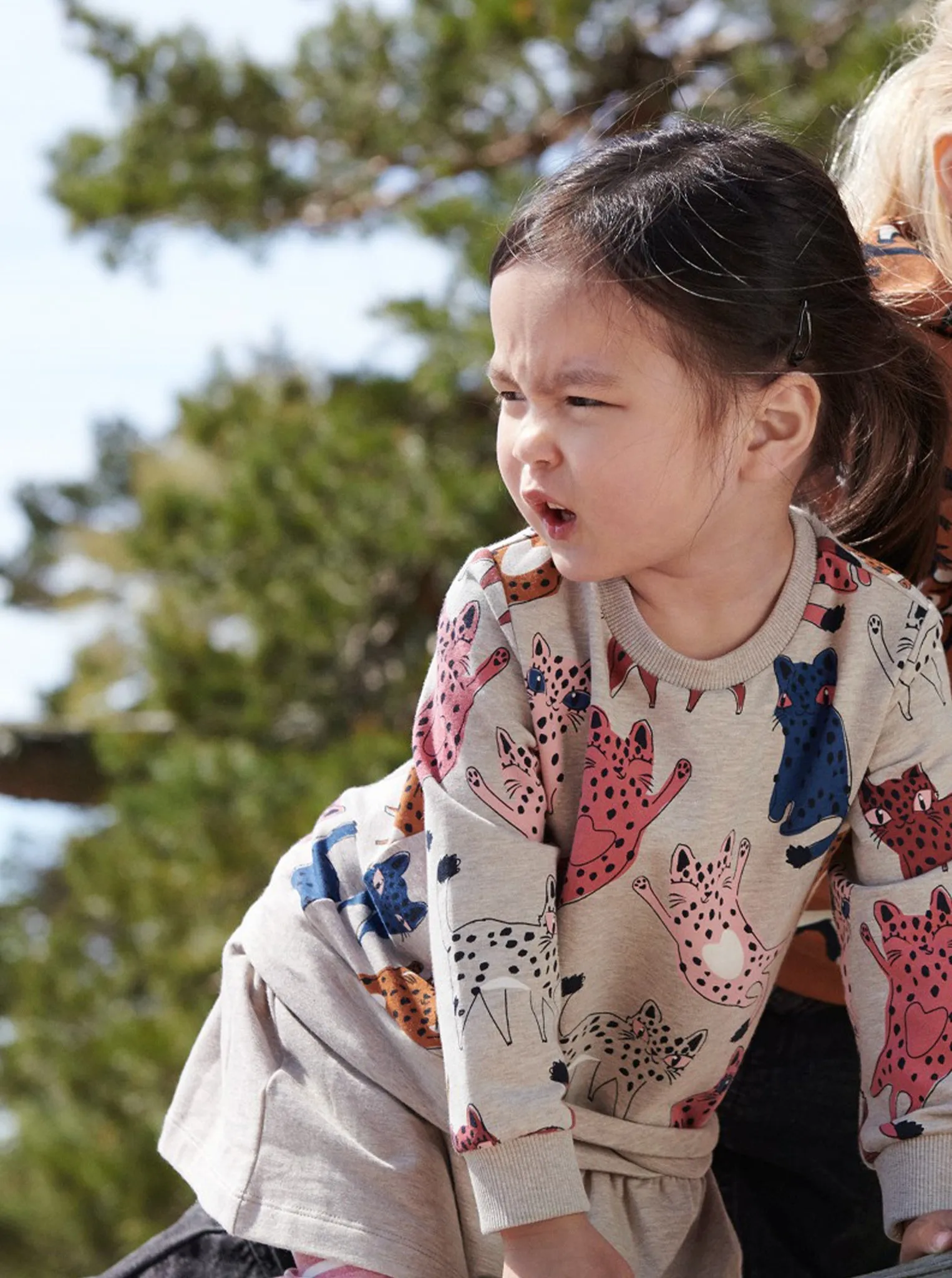 Cat Print Sweatshirt Dress