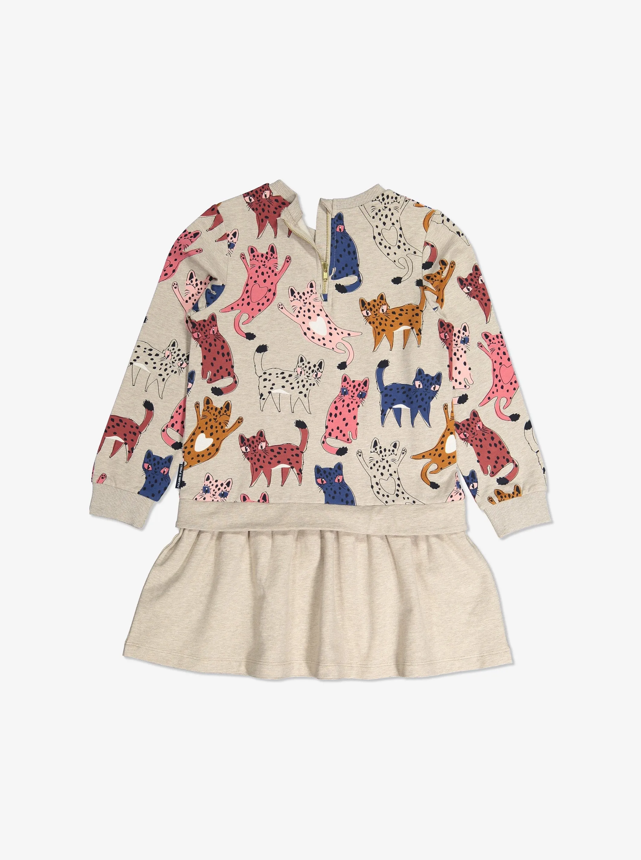 Cat Print Sweatshirt Dress