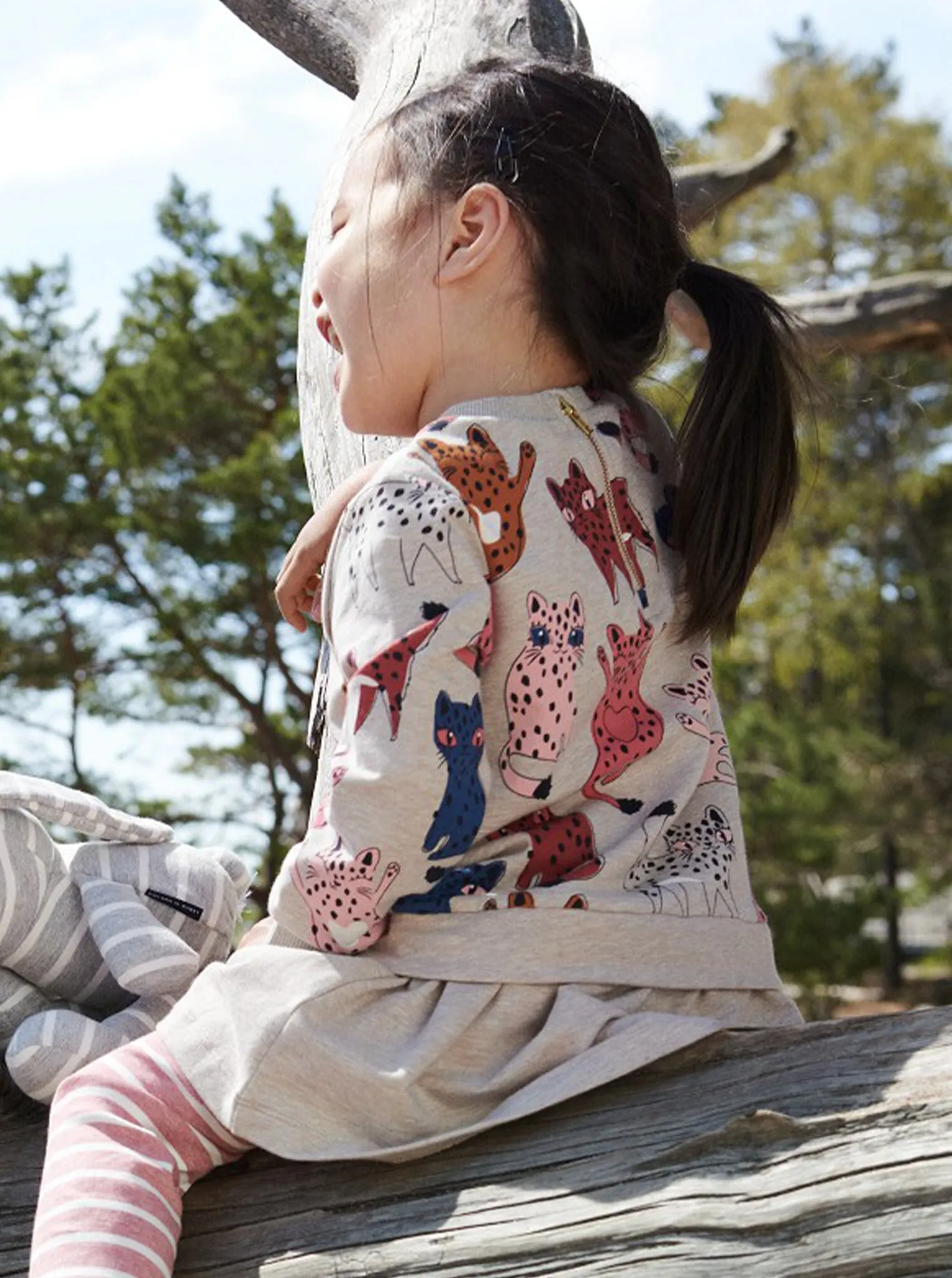 Cat Print Sweatshirt Dress