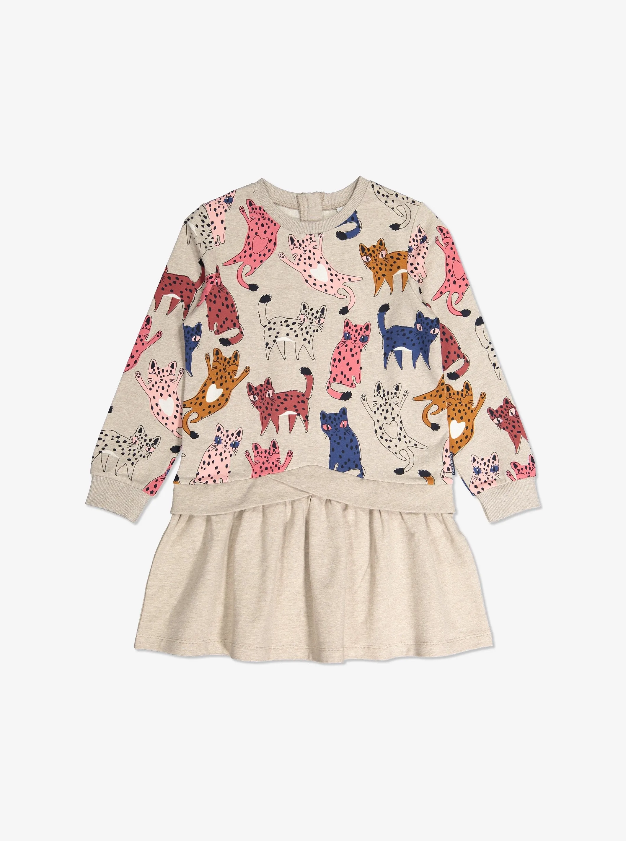 Cat Print Sweatshirt Dress