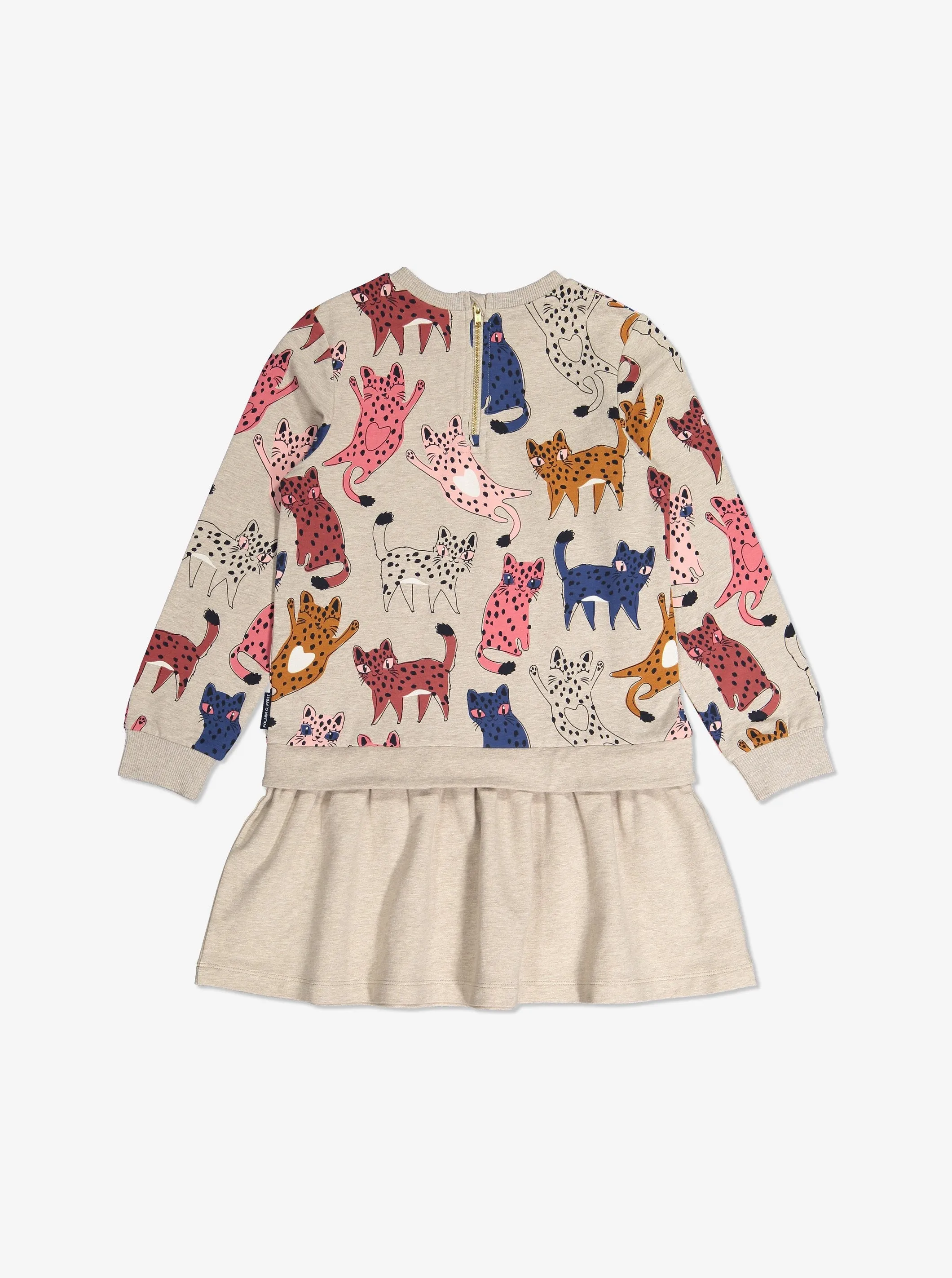 Cat Print Sweatshirt Dress