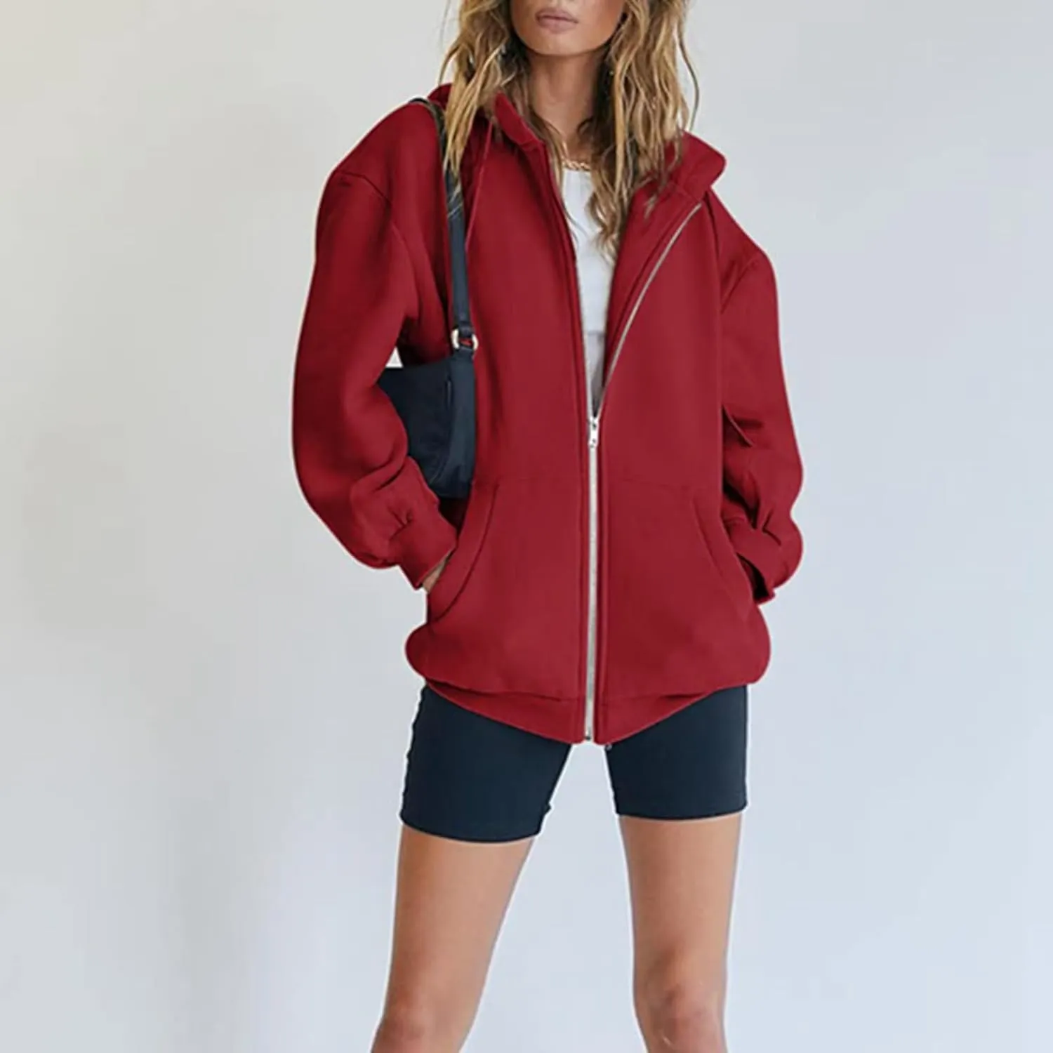 Ceboyel Full Zip Up Hoodies For Women Oversized Sweatshirts Tops Long Sleeve Fall Jackets Y2K Preppy Teen Girl Clothes 2023