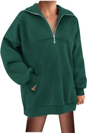 Ceboyel Women 1/4 Zip Pullover Sweatshirts Quarter Zip Oversized Sweater Y2K Trendy Hoodies Winter Fall Clothes 2023