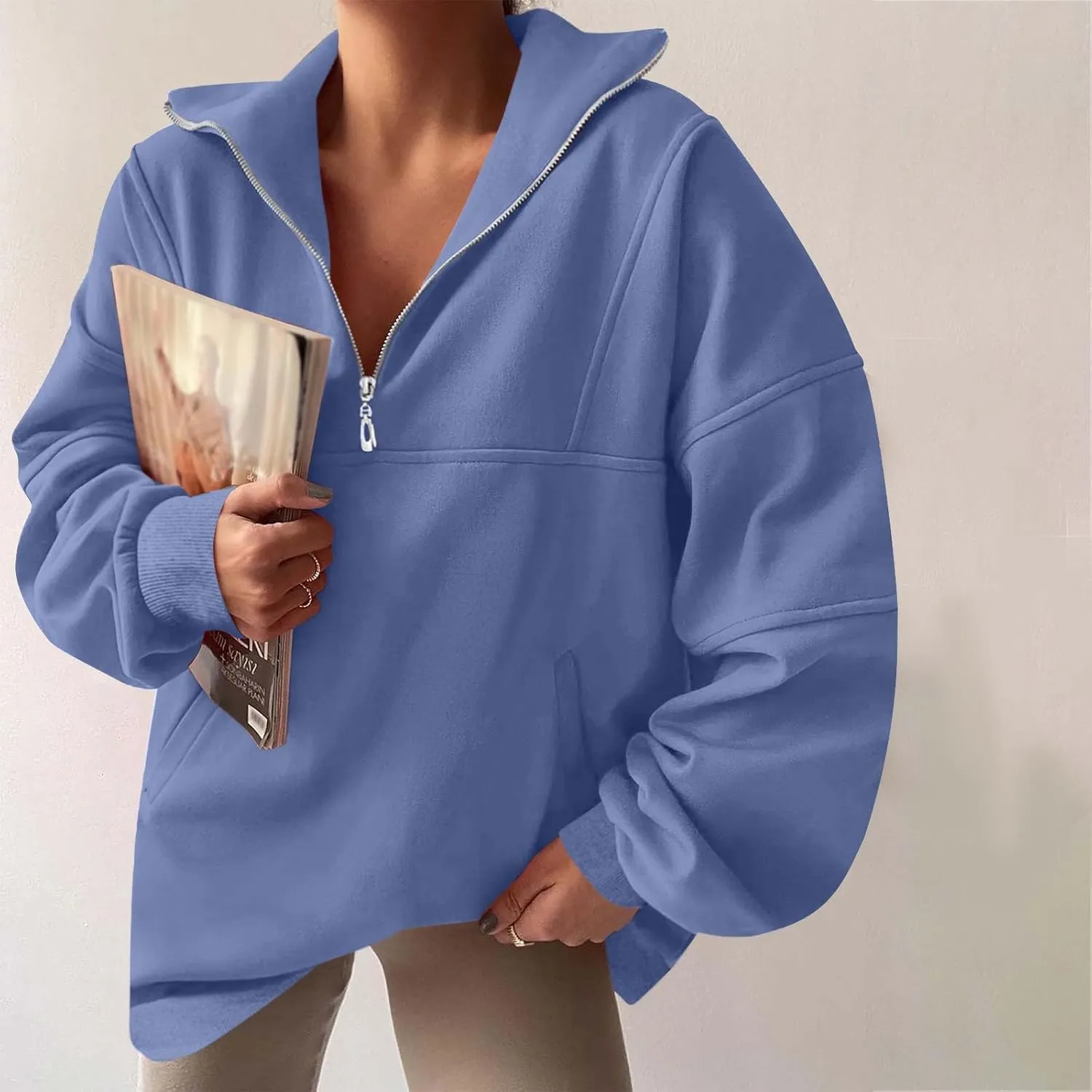 Ceboyel Women 1/4 Zip Pullover Sweatshirts Quarter Zip Oversized Sweater Y2K Trendy Hoodies Winter Fall Clothes 2023