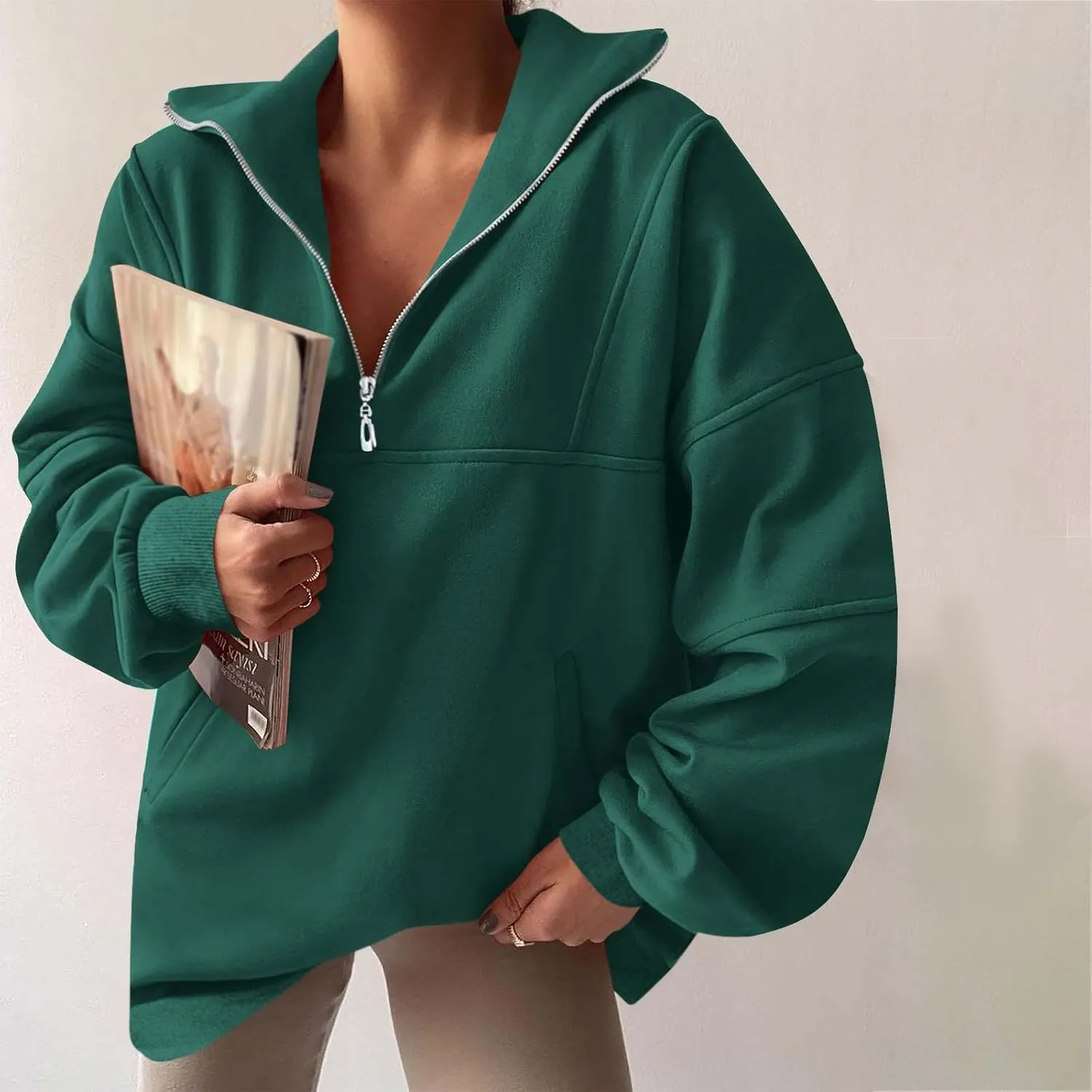 Ceboyel Women 1/4 Zip Pullover Sweatshirts Quarter Zip Oversized Sweater Y2K Trendy Hoodies Winter Fall Clothes 2023