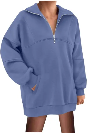 Ceboyel Women 1/4 Zip Pullover Sweatshirts Quarter Zip Oversized Sweater Y2K Trendy Hoodies Winter Fall Clothes 2023