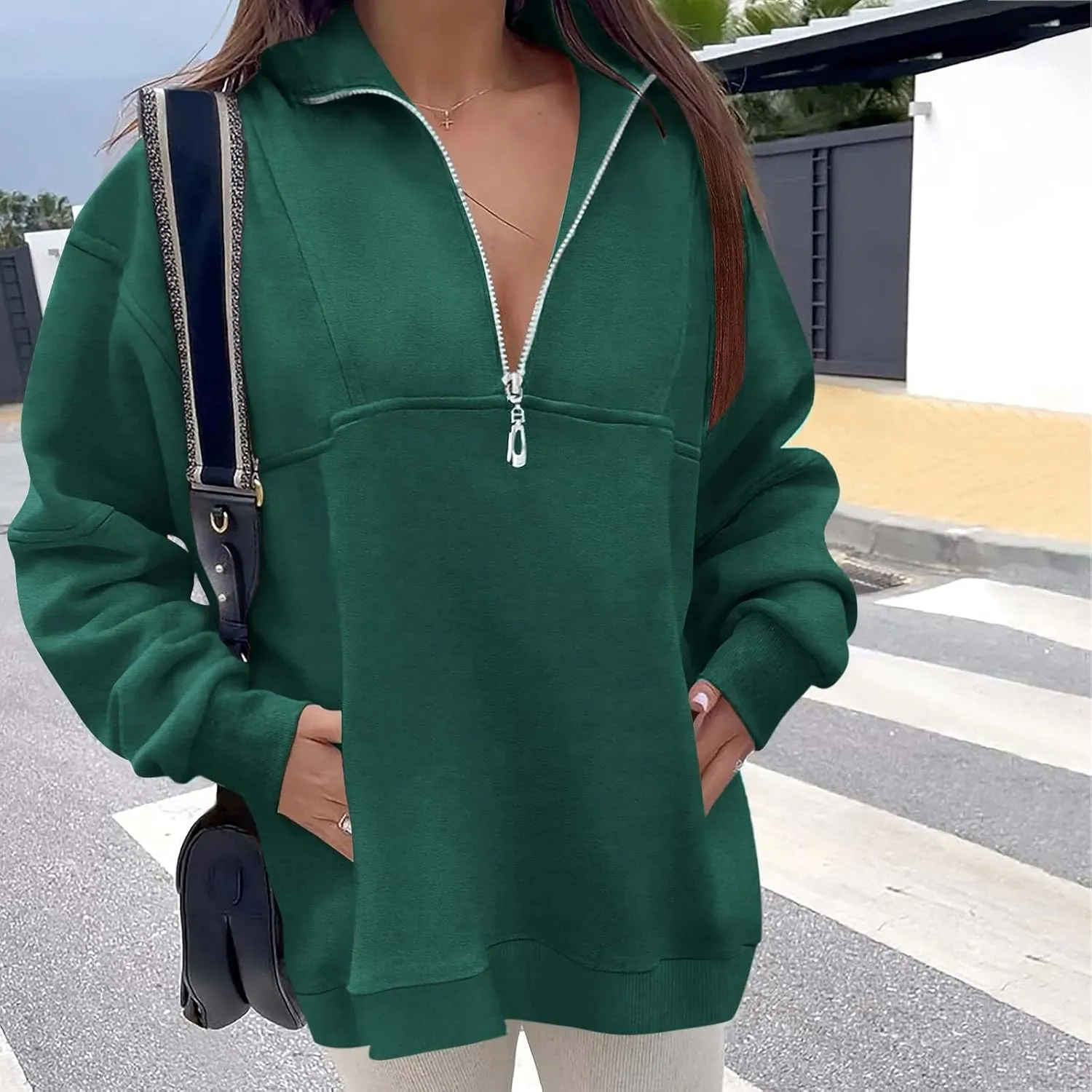 Ceboyel Women 1/4 Zip Pullover Sweatshirts Quarter Zip Oversized Sweater Y2K Trendy Hoodies Winter Fall Clothes 2023