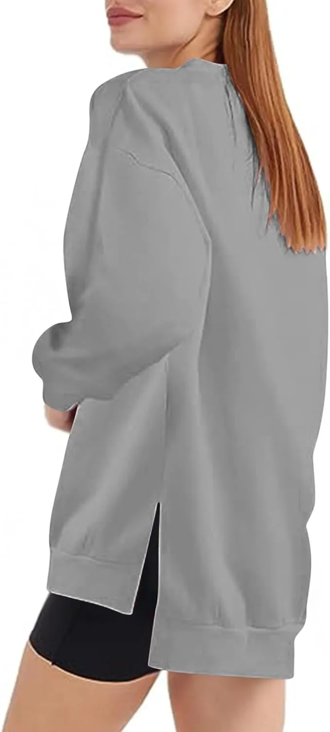 Ceboyel Women Crew Neck Oversized Sweatshirt Long Sleeve Causal Shirts Tops Solid Color Fall Sweater Trendy Y2K Clothes 2023