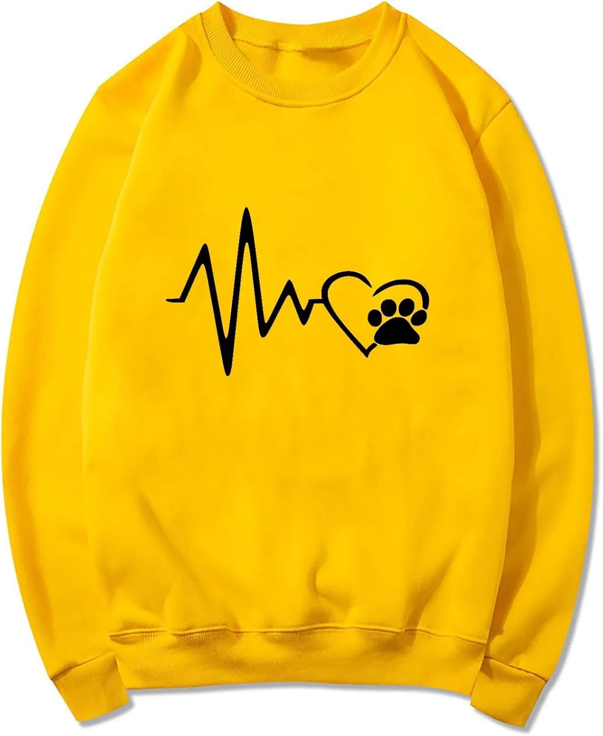Ceboyel Women Heartbeat Print Crewneck Sweatshirt Long Sleeve Pullover Tops Shirts Sweater Cute Trendy Loose Fit Clothing