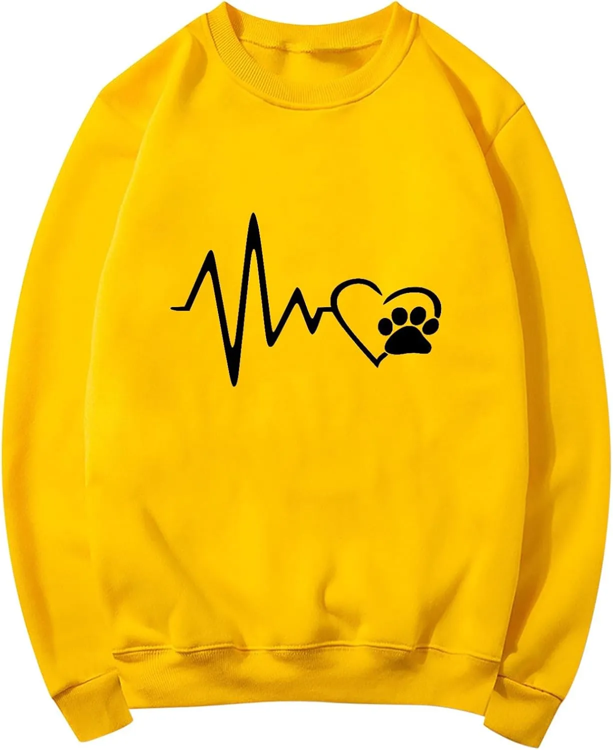 Ceboyel Women Heartbeat Print Crewneck Sweatshirt Long Sleeve Pullover Tops Shirts Sweater Cute Trendy Loose Fit Clothing