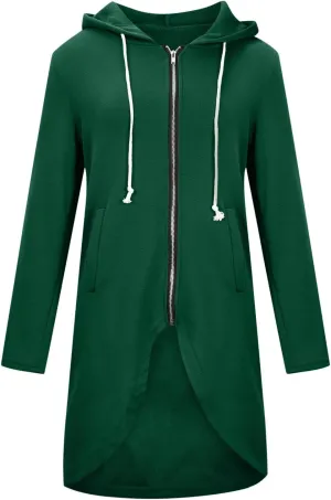 Ceboyel Women Zip Up Hoodies Zipper Long Hooded Jackets Solid Casual Tunic Sweatshirt Trendy Winter Outfits Clothes 2023