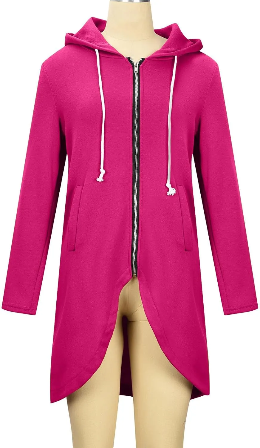 Ceboyel Women Zip Up Hoodies Zipper Long Hooded Jackets Solid Casual Tunic Sweatshirt Trendy Winter Outfits Clothes 2023