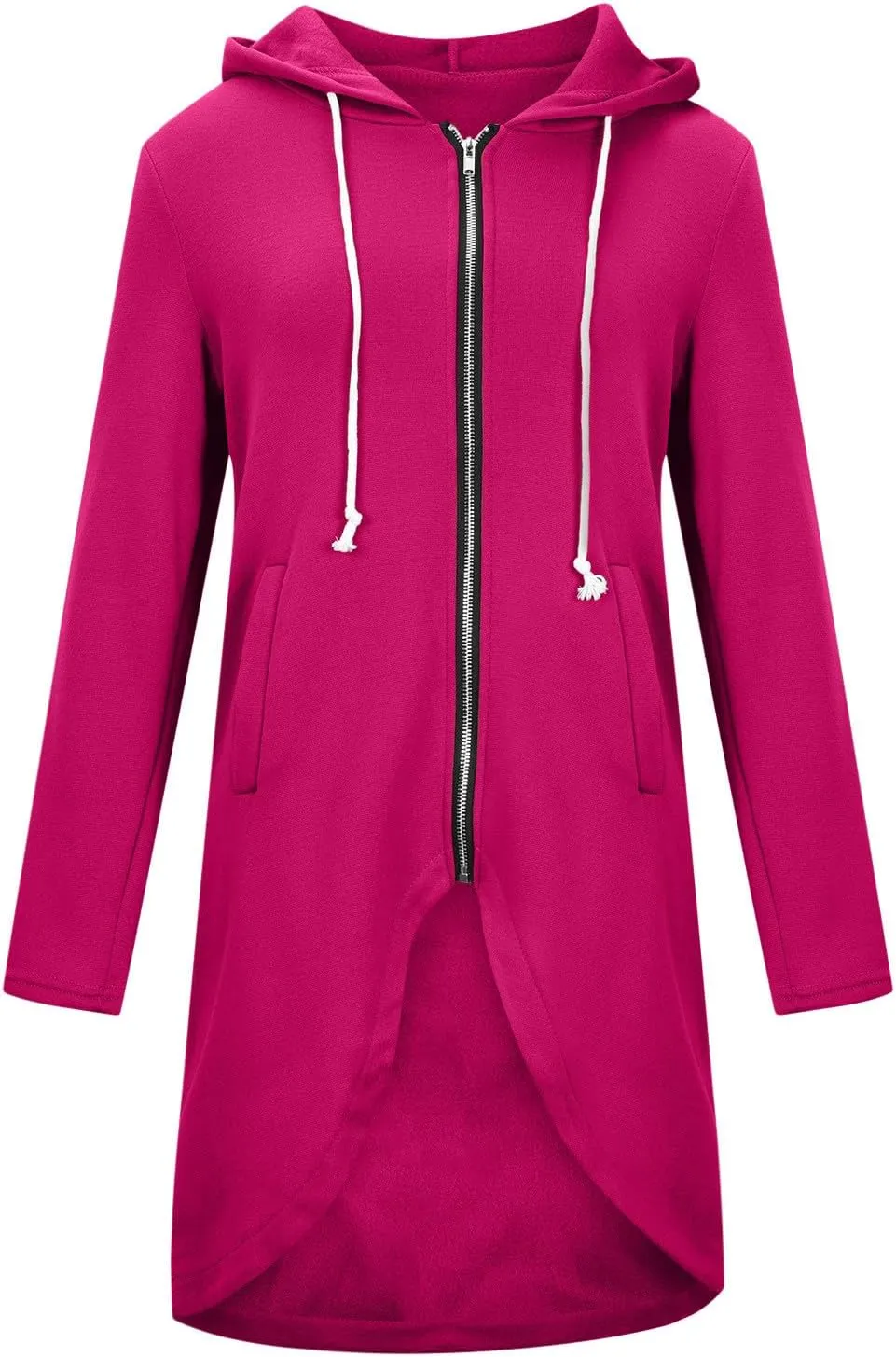 Ceboyel Women Zip Up Hoodies Zipper Long Hooded Jackets Solid Casual Tunic Sweatshirt Trendy Winter Outfits Clothes 2023