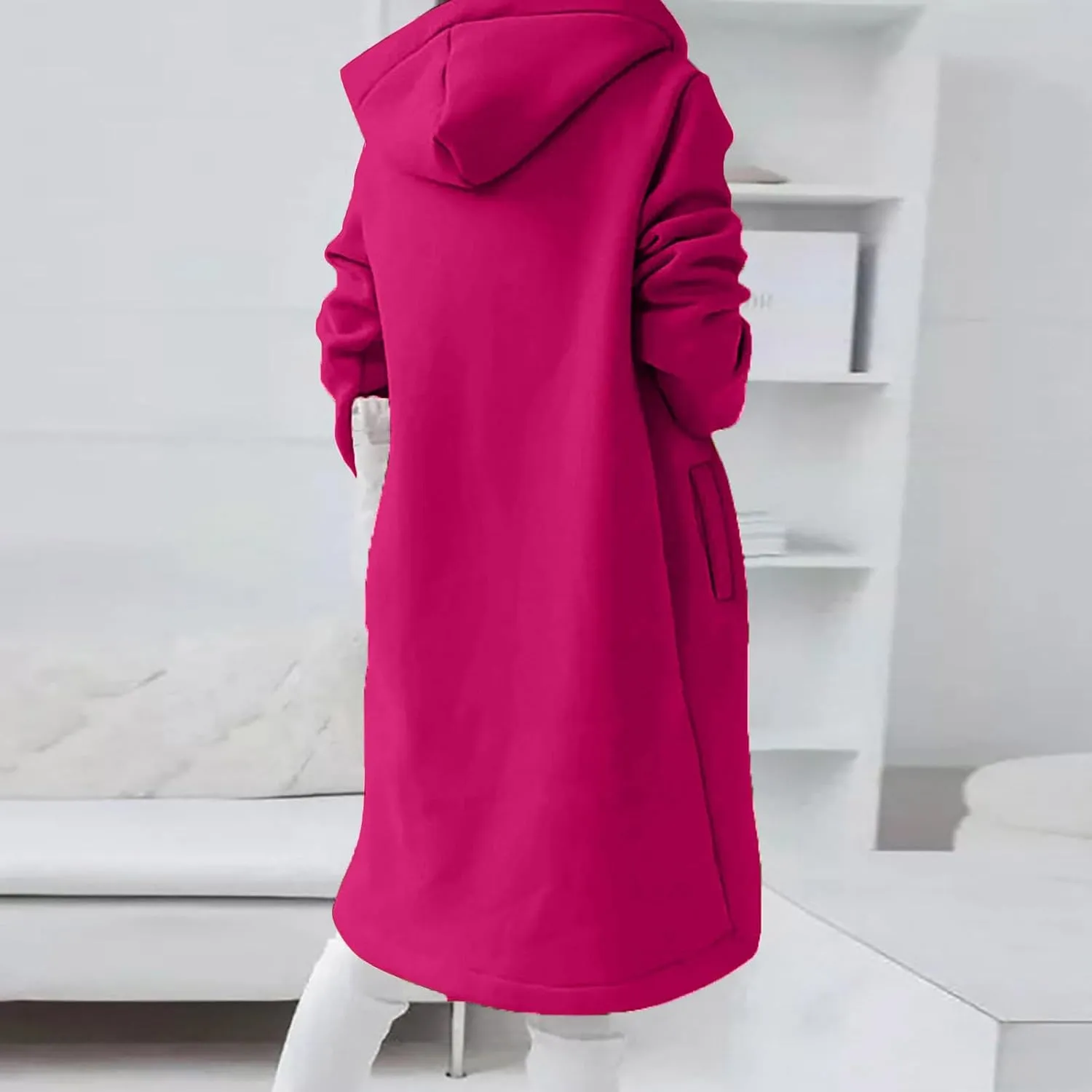 Ceboyel Women Zip Up Hoodies Zipper Long Hooded Jackets Solid Casual Tunic Sweatshirt Trendy Winter Outfits Clothes 2023