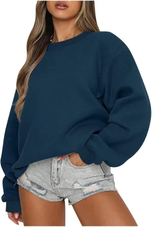 Ceboyel Womens Crew Neck Sweatshirts Oversized Long Sleeve Pullover Hoodie Cute Sweaters Shirts Teens Girls Winter Clothes