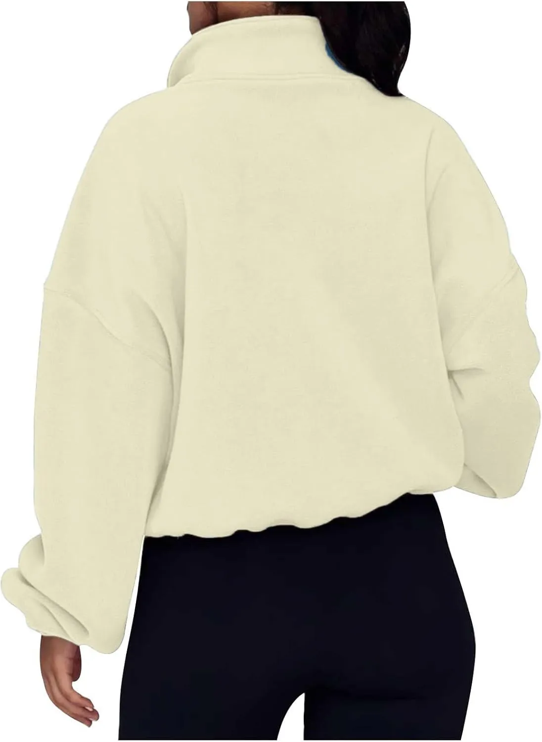 Ceboyel Womens Oversized Sweatshirt 2023 Half Zip Pullover Sweaters Drawstring Cropped Hoodie Trendy Y2K Teen Girls Clothes