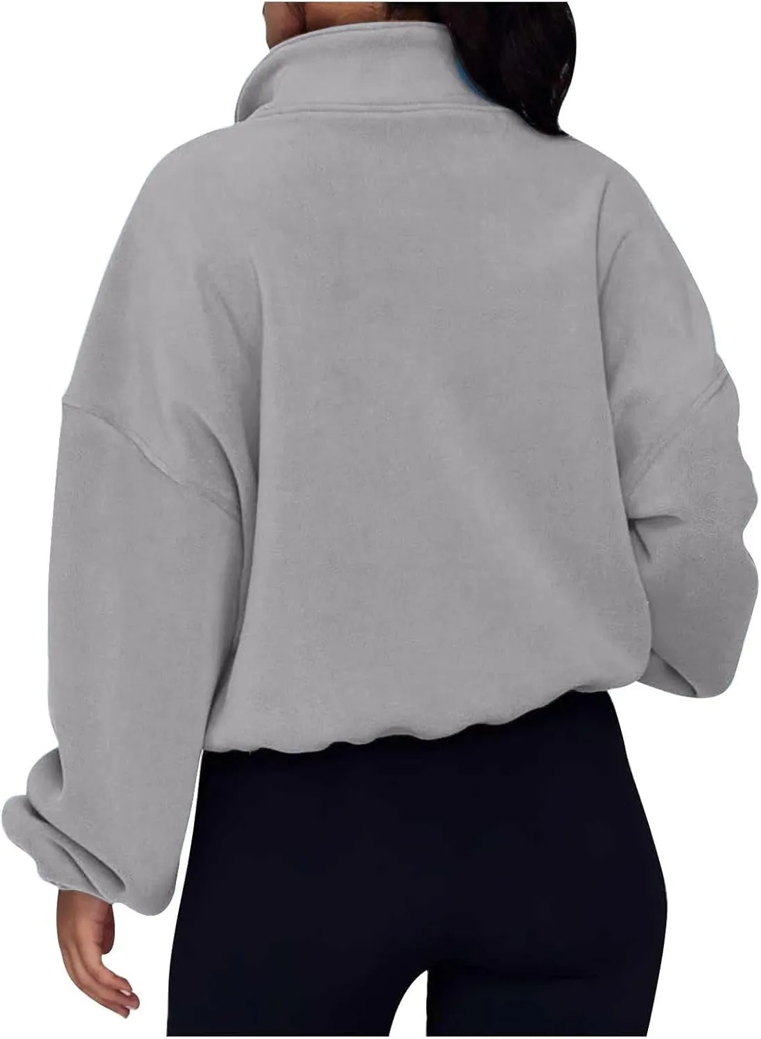 Ceboyel Womens Oversized Sweatshirt 2023 Half Zip Pullover Sweaters Drawstring Cropped Hoodie Trendy Y2K Teen Girls Clothes