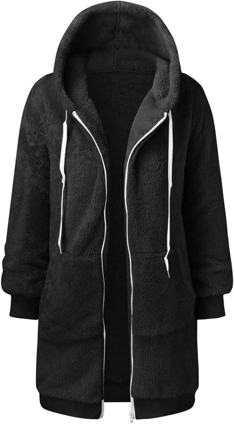 Ceboyel Womens Sherpa Fleece Lined Jackets Full Zip Up Oversized Hoodie Casual Sweatshirt Fall Winter Clothing 2023