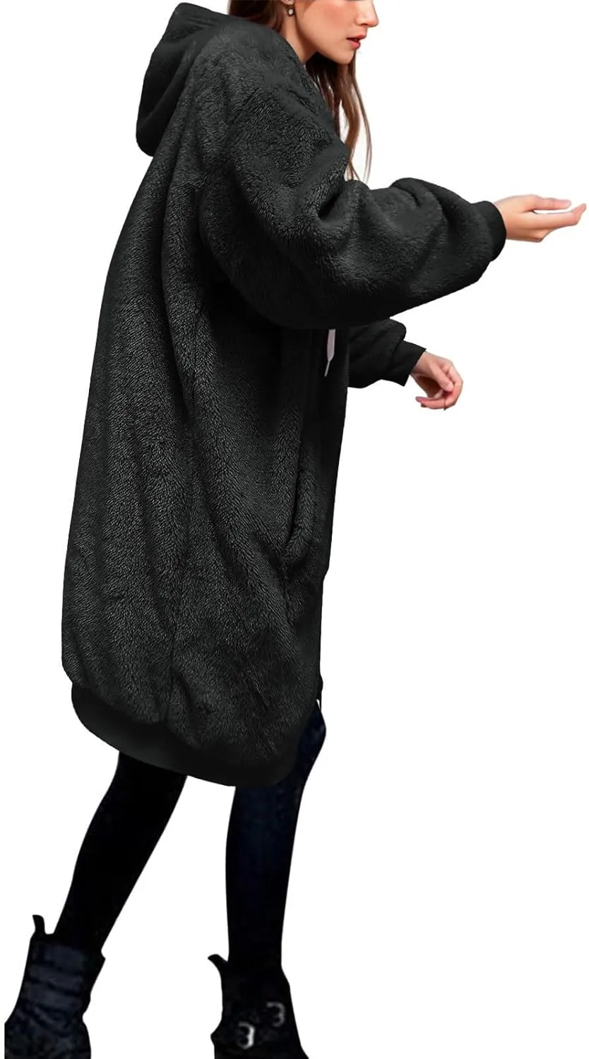 Ceboyel Womens Sherpa Fleece Lined Jackets Full Zip Up Oversized Hoodie Casual Sweatshirt Fall Winter Clothing 2023