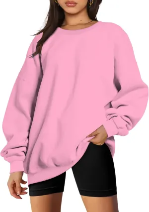 Ceboyel Womens Solid Color Crewneck Sweatshirt Oversized Comfort Pullover Sweater Trendy Fall Tops 2023 Fashion Outfits