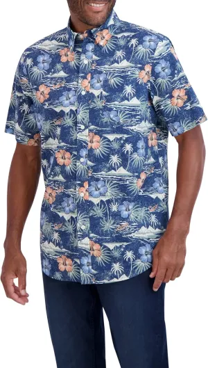 Chaps Men's Button-Down Shirt - Classic Woven Short Sleeve Formal Collared Shirt with Chest Pocket for Men (Sizes: S-XXL)
