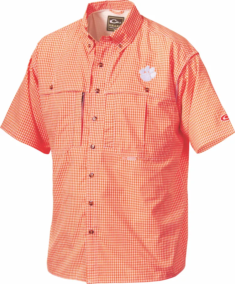 Clemson Plaid Wingshooter's Shirt Short Sleeve
