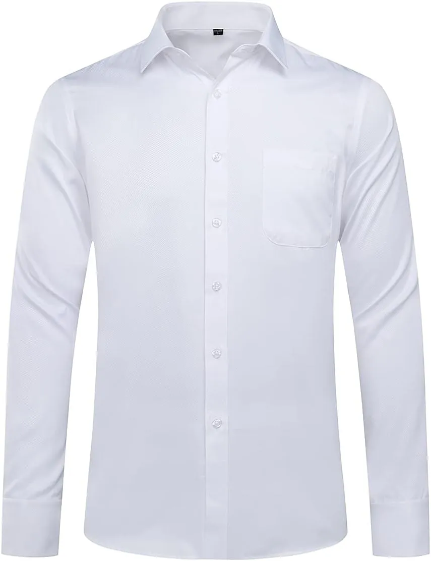 Cloudstyle Men's Dress Shirt Slim Fit Button Down Stripe Checked Shirt