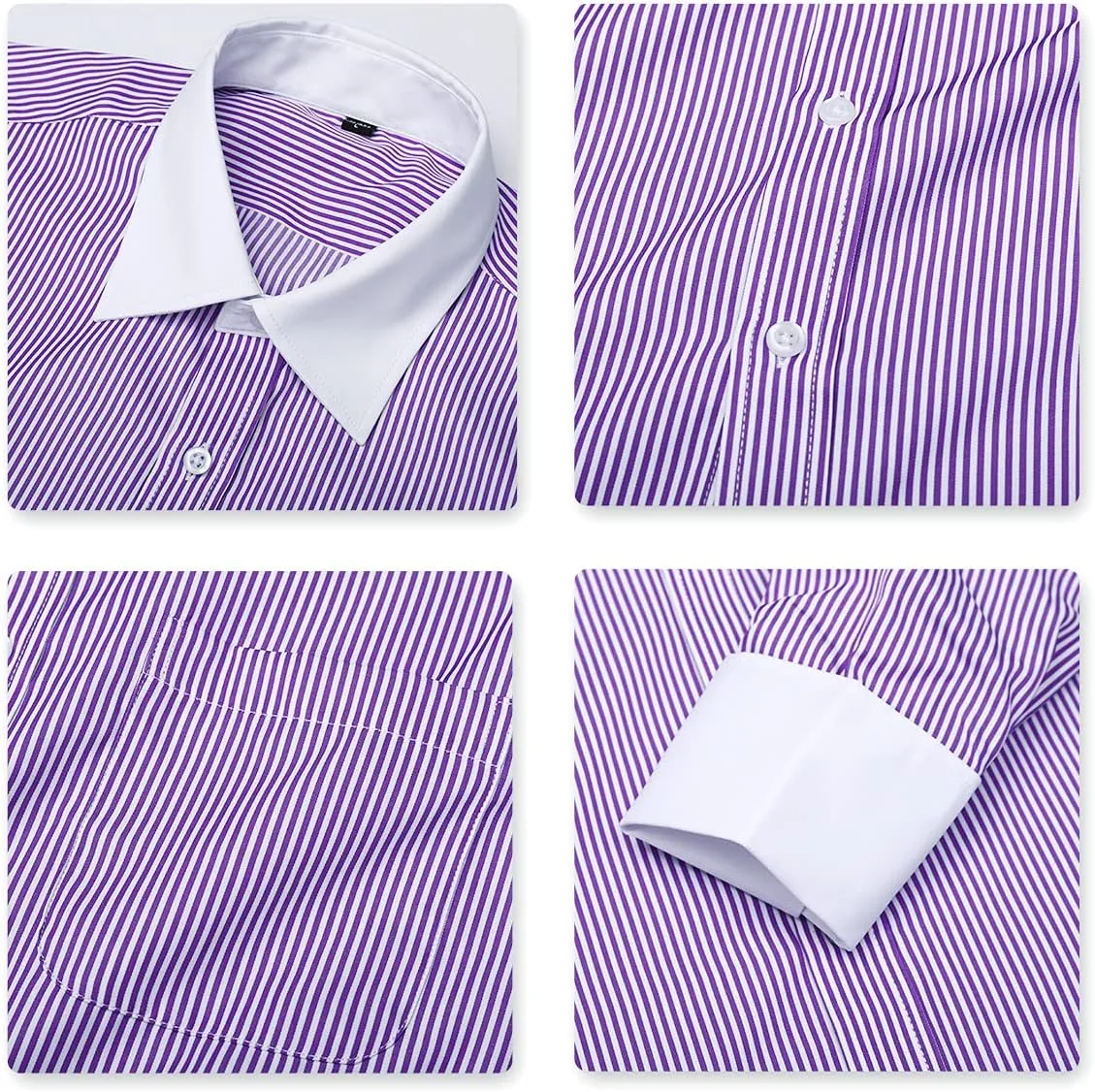 Cloudstyle Men's Dress Shirt Slim Fit Button Down Stripe Checked Shirt