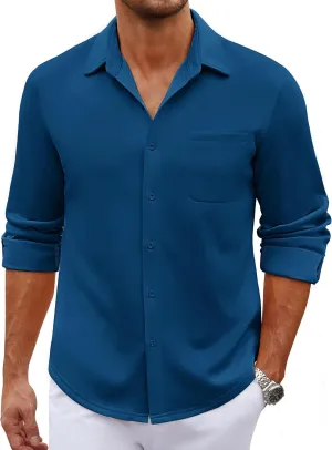 COOFANDY Men's Long Sleeve Wrinkle Free Shirt Casual Button Down Shirts Stretch Dress Shirt with Pocket