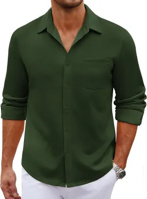 COOFANDY Men's Long Sleeve Wrinkle Free Shirt Casual Button Down Shirts Stretch Dress Shirt with Pocket