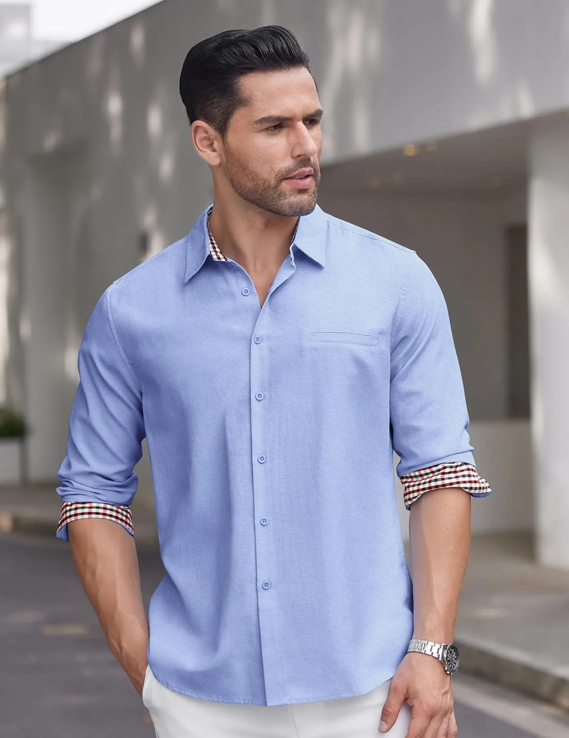 COOFANDY Men's Oxford Dress Shirts Long Sleeve Button Down Shirt Business Casual Shirt