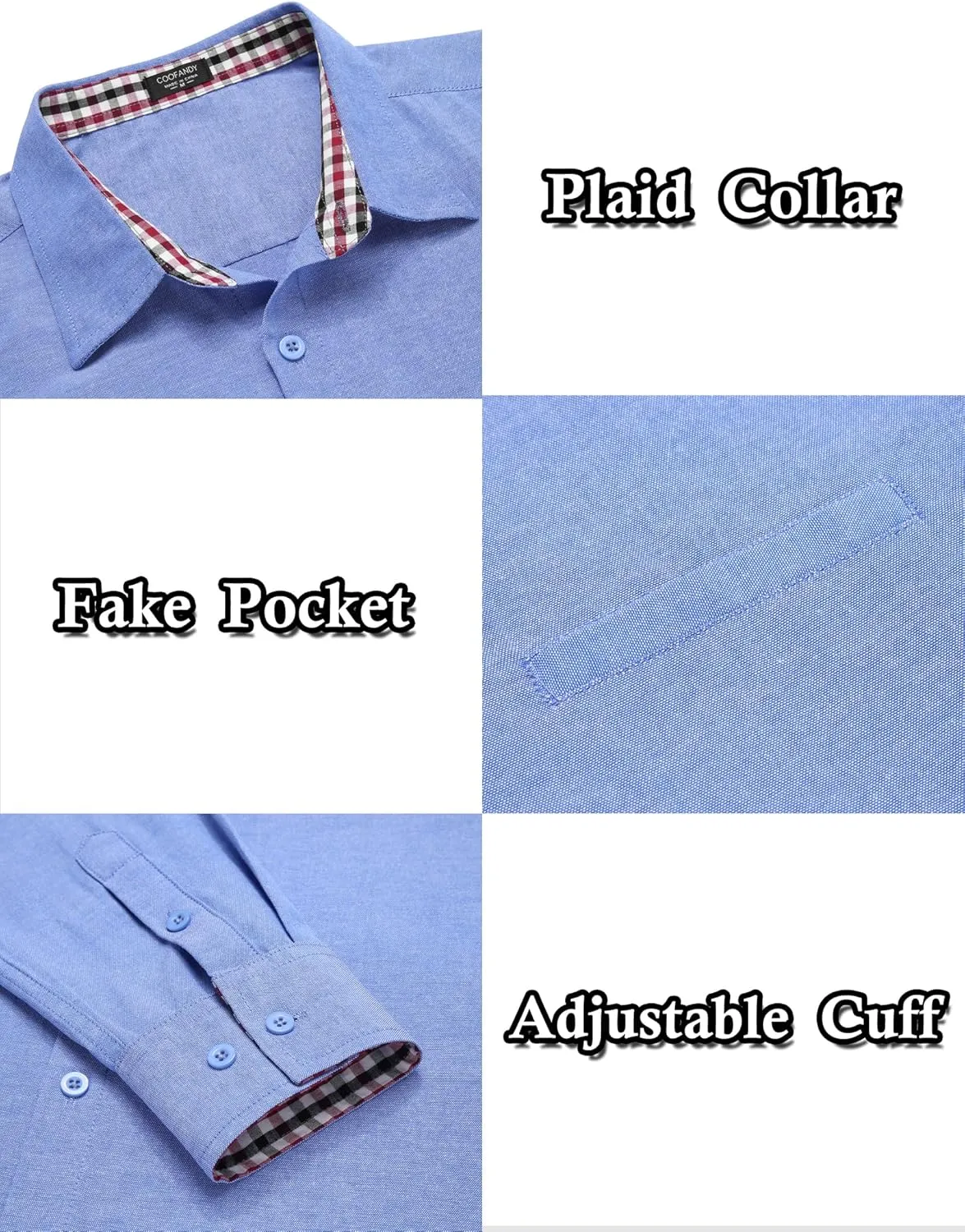COOFANDY Men's Oxford Dress Shirts Long Sleeve Button Down Shirt Business Casual Shirt
